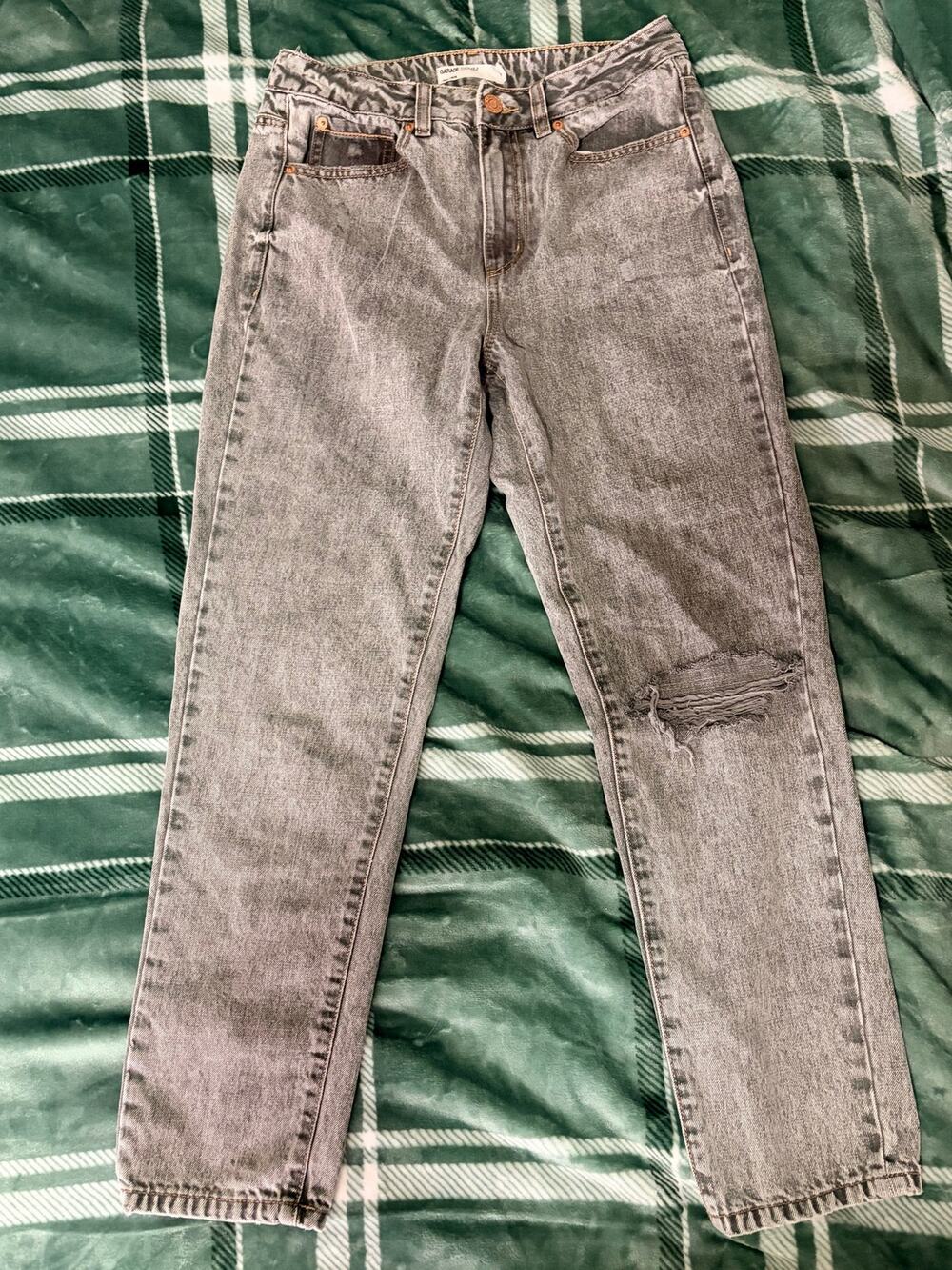 Garage Denim Gray Acid Wash Mom Jeans